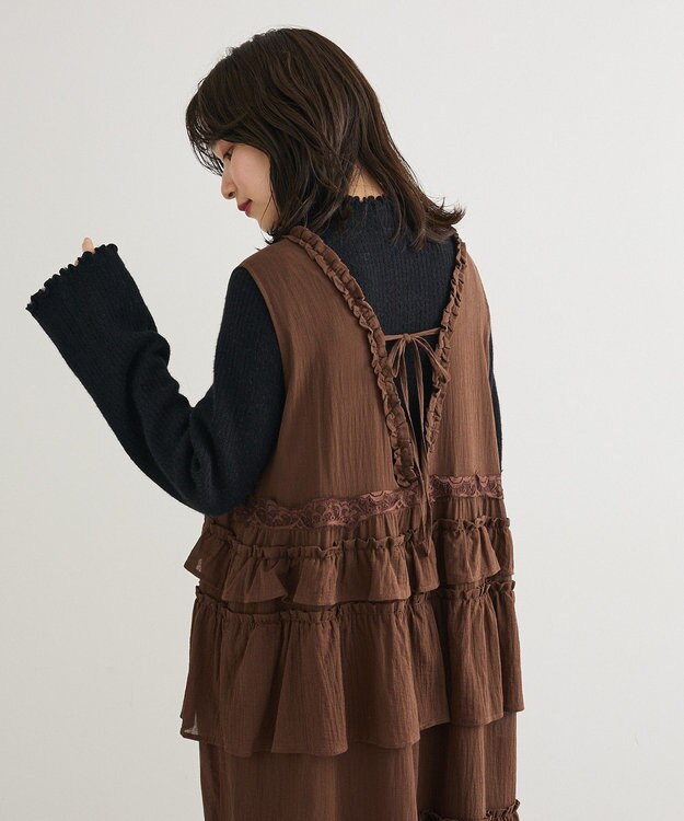 Green Parks ■ＥＳＣＡＲ　レース×コットンティアードワンピース Brown