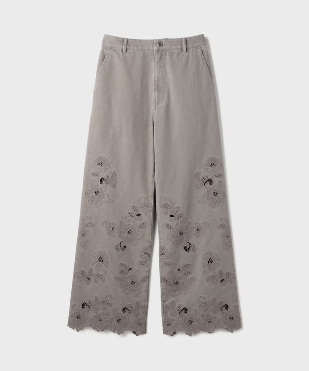 GRACE CONTINENTAL カットワークフレアパンツ グレー