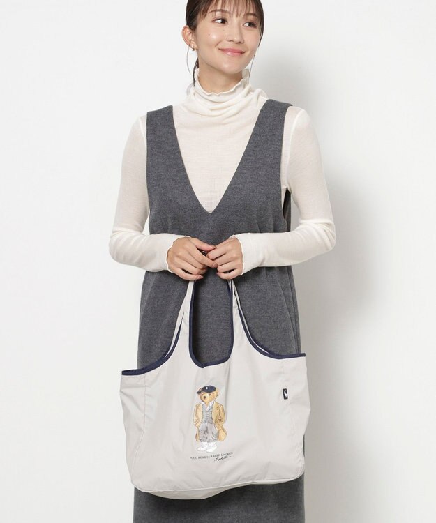 MOONBAT POLO RALPH LAUREN(ポロ ラルフローレン) ポケッタブルレインバッグ SEASON BEAR ポロベア ライトグレー