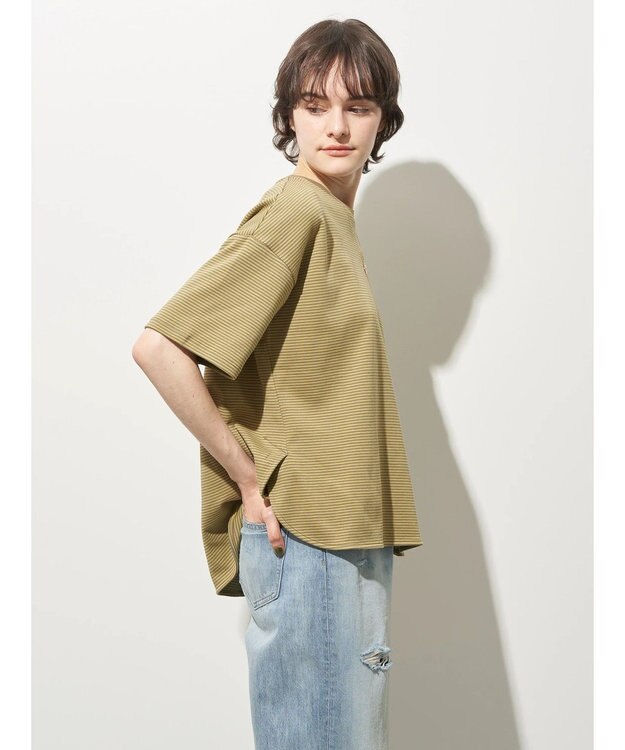 AMERICAN HOLIC 接触冷感裾ラウンドカットプルオーバー Border Yellow