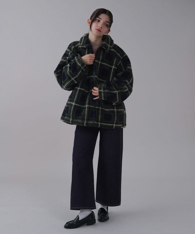 WEGO 【ユニセックス着用ITEM】ボアチェックブルゾン 柄1