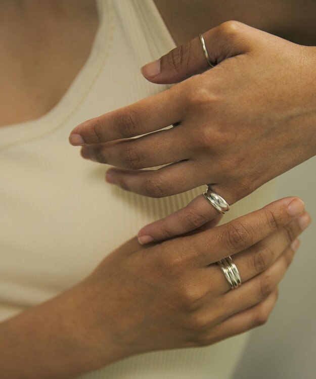 yoaa シルバー925 ダブルピンキー リング シルバー925