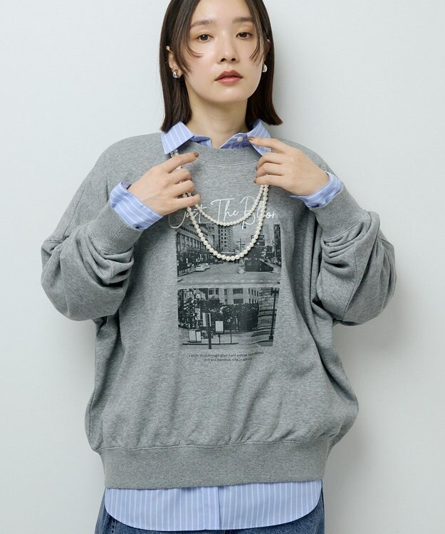 Green Parks オーバーサイズロゴ裏毛プルオーバー Gray Mixture