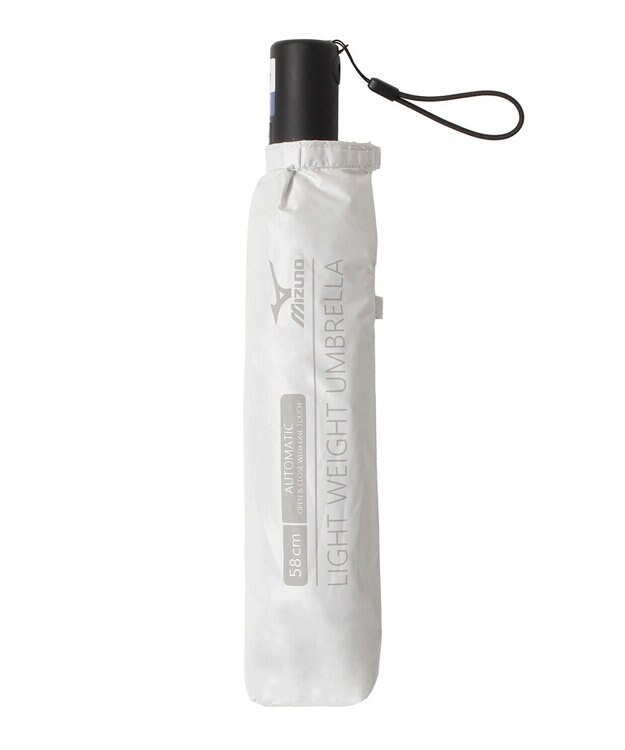 MOONBAT 【WEB限定】MIZUNO  (ミズノ) 無地 ロゴ 日傘 折りたたみ傘 自動開閉 1プッシュ パラソル 晴雨兼用  軽量 一級遮光 遮熱効果 遮光率100% UV遮蔽100% ホワイト