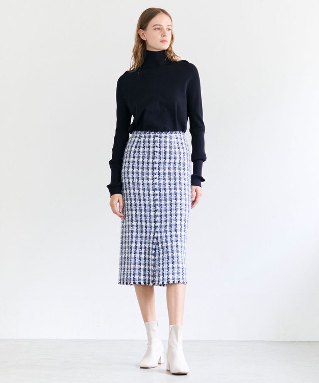 BEIGE， 【洗える】WILLOW / サムホールハイネックニット Navy