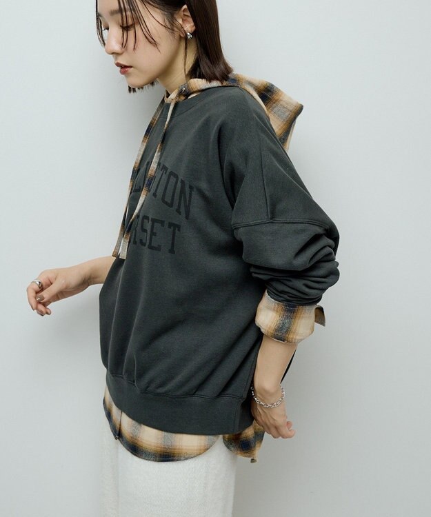 Green Parks オーバーサイズロゴ裏毛プルオーバー Charcoal Gray