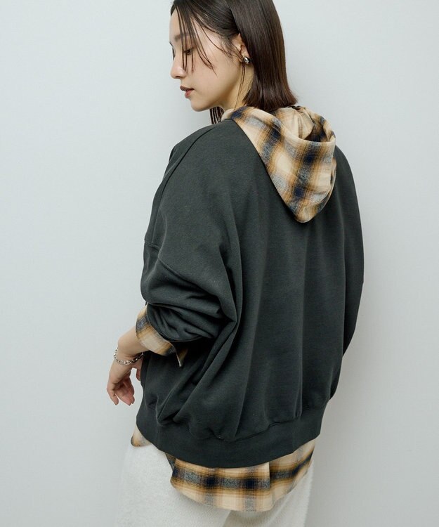 Green Parks オーバーサイズロゴ裏毛プルオーバー Charcoal Gray