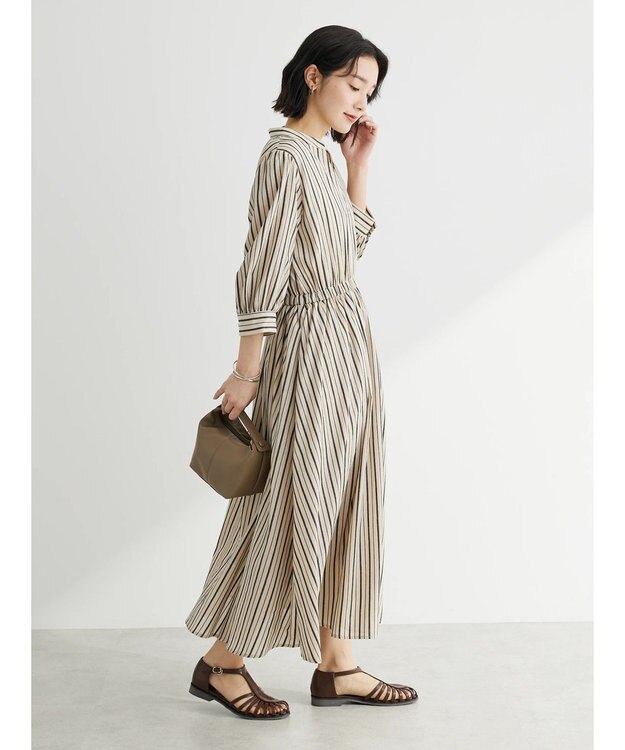 Green Parks ・ＥＬＥＮＣＡＲＥ　ＤＵＥ　ドビーストライプワンピ Beige