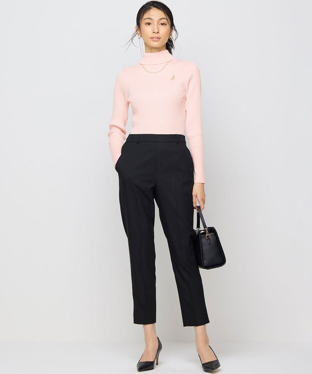 組曲 【前後着用・手洗い可】ELENAスパンコール襟デザイン ニット ピンク系