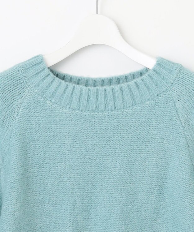 Feroux 【洗える】パールスリーブ ケーブルニット グリーン系