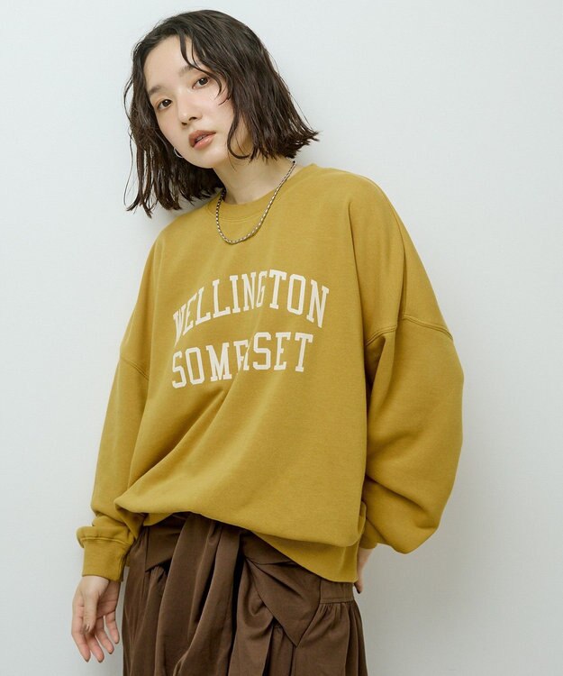 Green Parks オーバーサイズロゴ裏毛プルオーバー Mustard