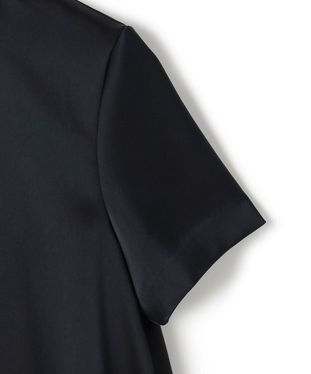 23区 【APPLAUDIR】クリアダブルサテン フリルヘム ブラウス ネイビー系