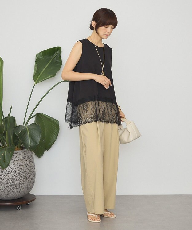 AMERICAN HOLIC 裾レースノースリーブプルオーバー Black