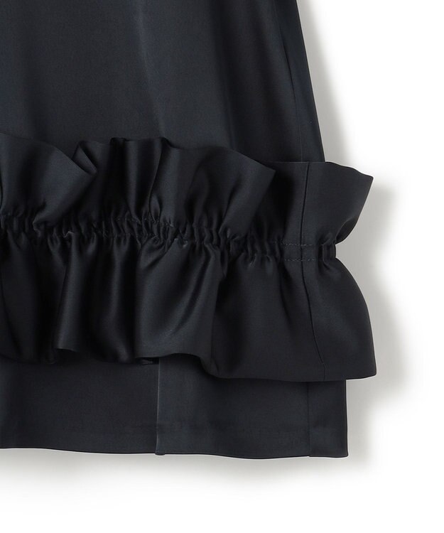 23区 【APPLAUDIR】クリアダブルサテン フリルヘム ブラウス ネイビー系