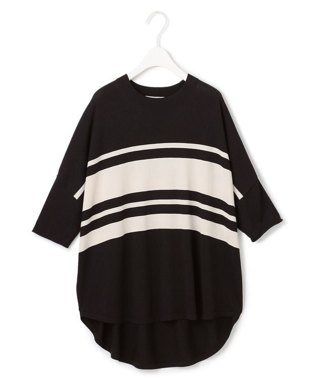 ICB L 【人気のため新色追加・接触冷感・UVカット・洗える】 VIS/NYハイゲージ プルオーバー ブラック×トープボーダー系