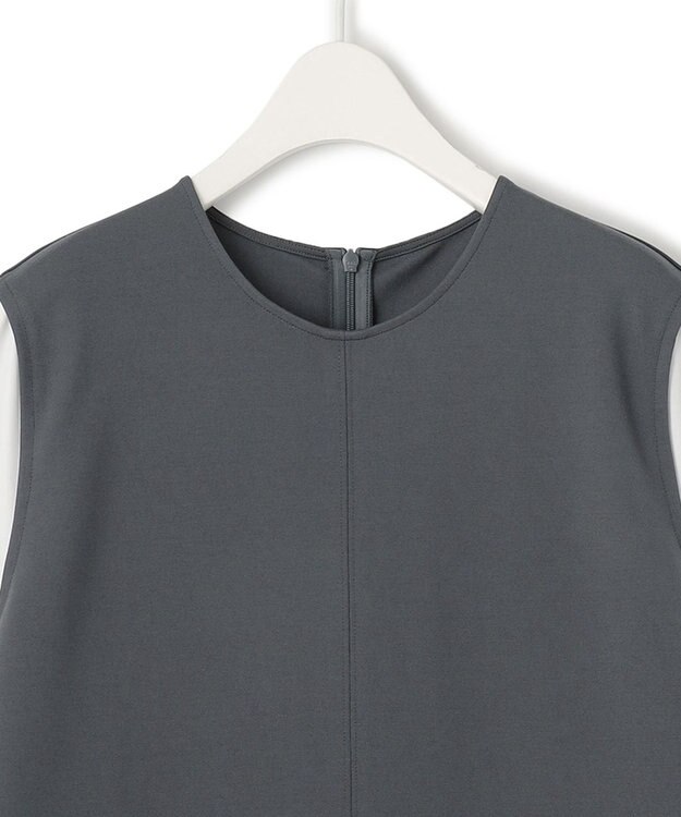 ICB L 【WEB限定・洗える】ストレッチポンチ ドッキングワンピース ダルブルー系