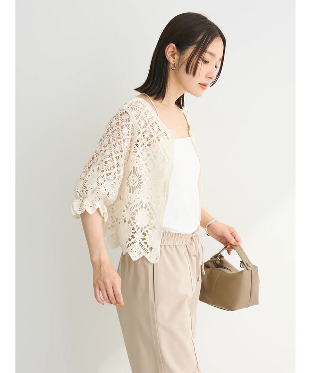 Green Parks ・ＳＵＧＡＲ　ＳＰＯＯＮ　２ｗａｙクロシェカーディガン Ivory