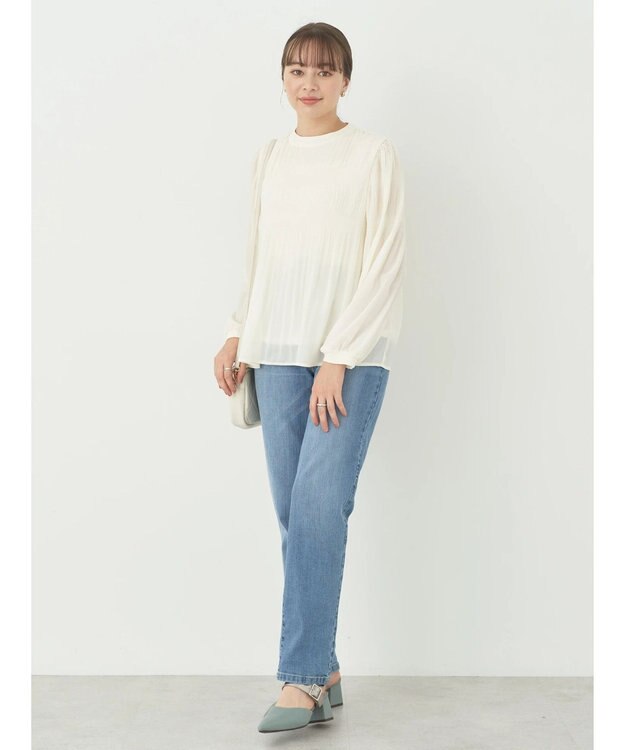 earth music&ecology マジョリカプリーツブラウス Ivory