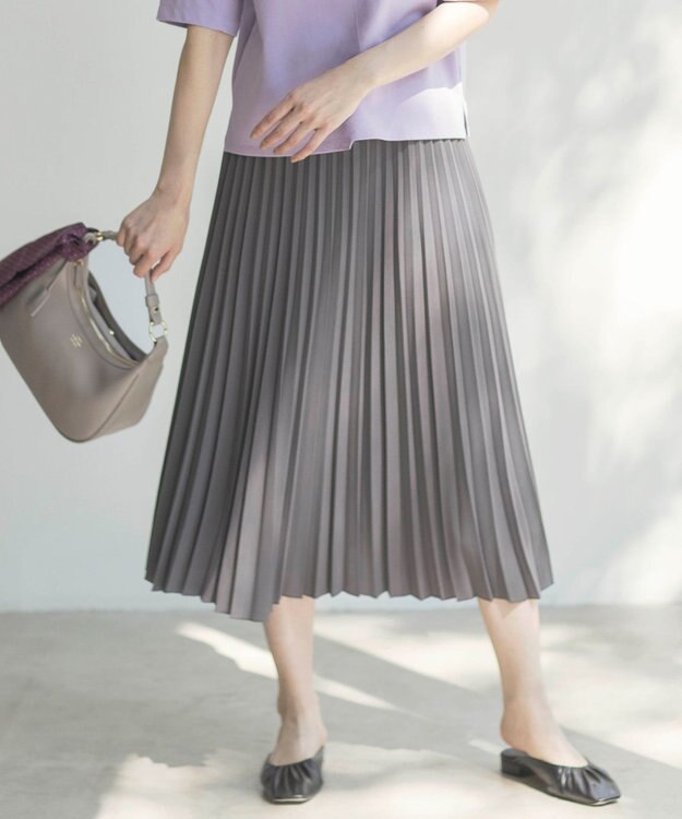 J.PRESS LADIES L 【洗える】ノルディス2wayジョーゼット プリーツ スカート モカ系