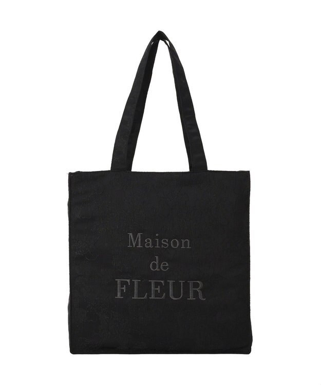 Maison de FLEUR ブランドロゴ刺繍ジャカードスクエアトート Black