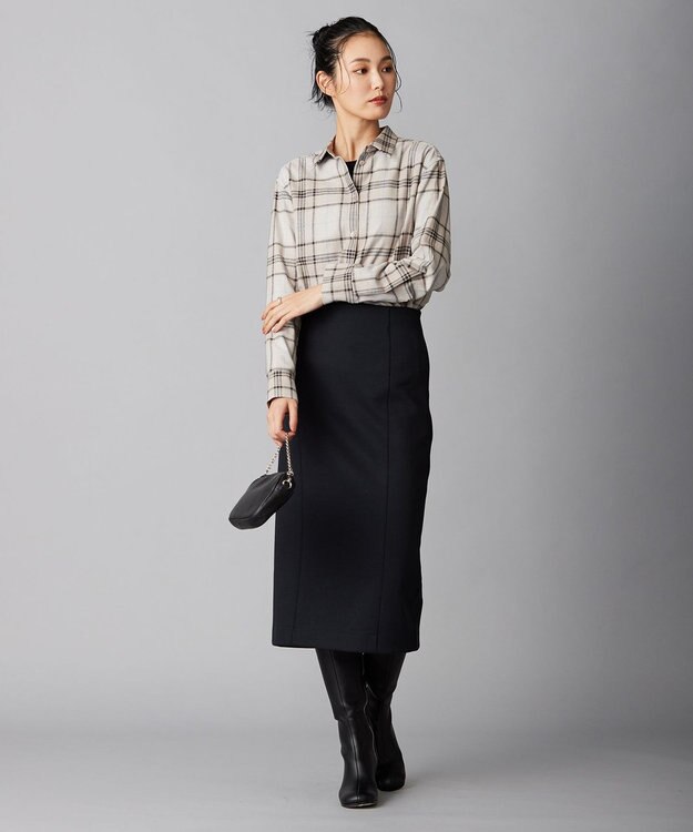 ICB 【洗える】コットンカポックチェック シャツ アイボリー系チェック柄