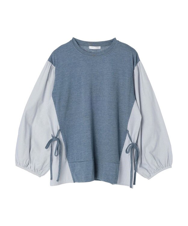 Green Parks 布帛ドッキング脇リボンプルオーバー Blue