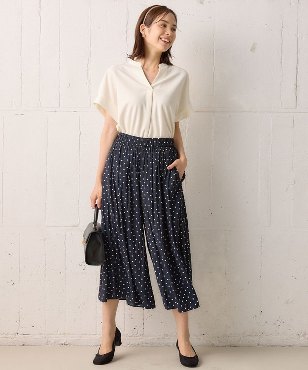 組曲 【秋色追加！大人気定番アイテム】ギャザーライトデシン パンツ ネイビー系3