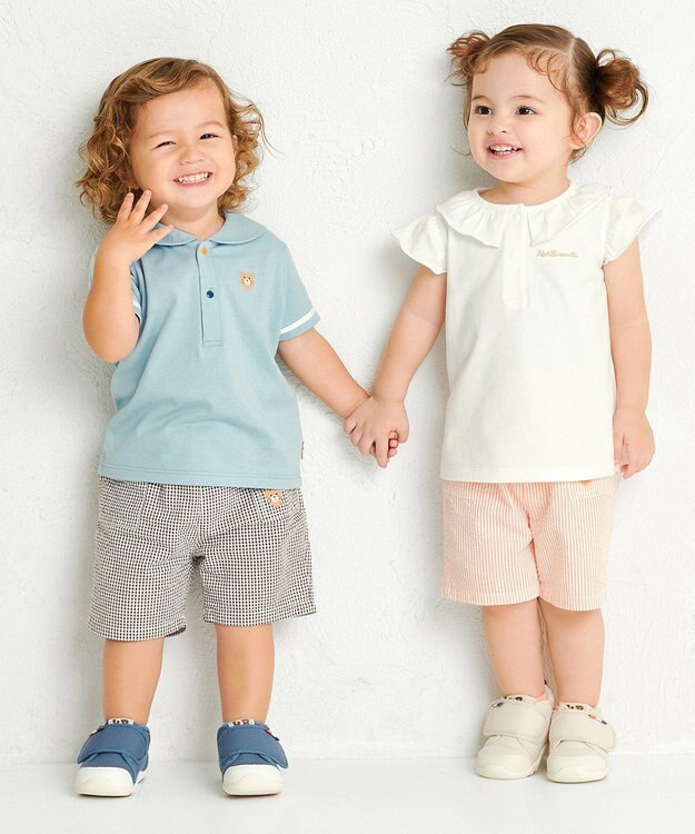 MIKI HOUSE HOT BISCUITS 【80-120cm】サッカー素材 5分丈パンツ ダークブラウン