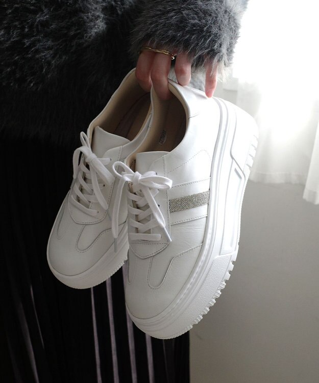 Pointer 日本製 本革ボリューム厚底スニーカー オフホワイト