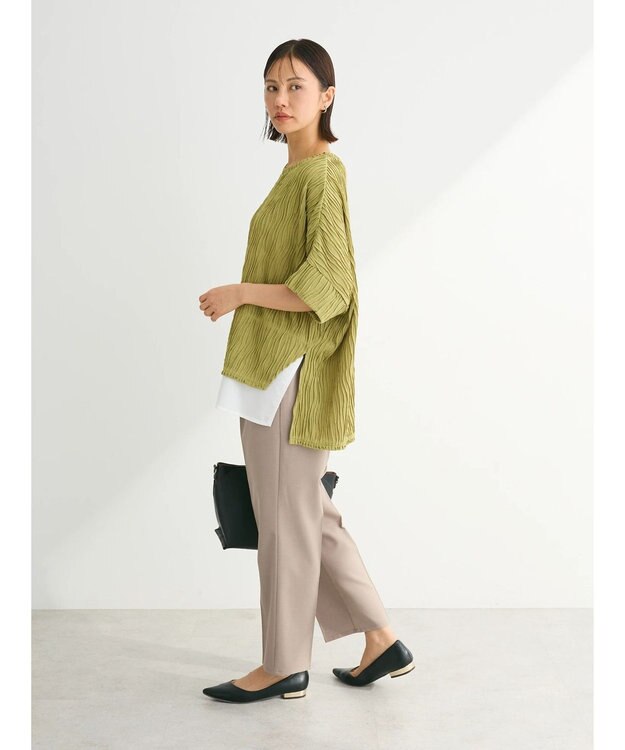 Green Parks カットジャガード裾ドッキングプルオーバー Green