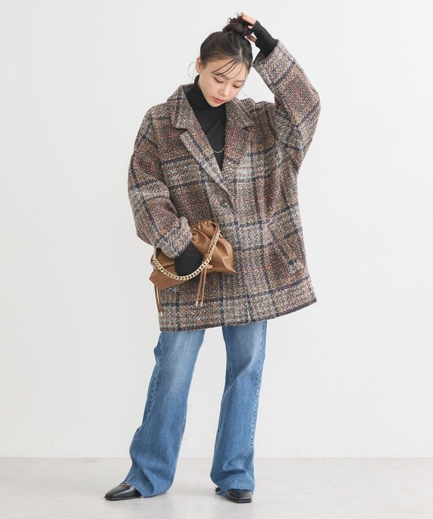 earth music&ecology オーバーテーラードジャケット　チェック Check