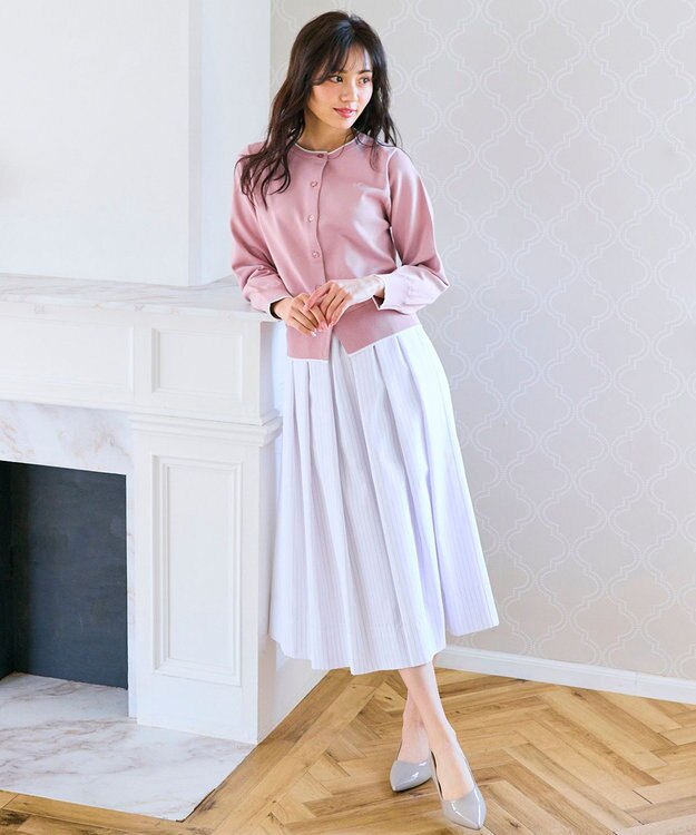 Feroux ロゴ刺繍ニット カーディガン ピンク系