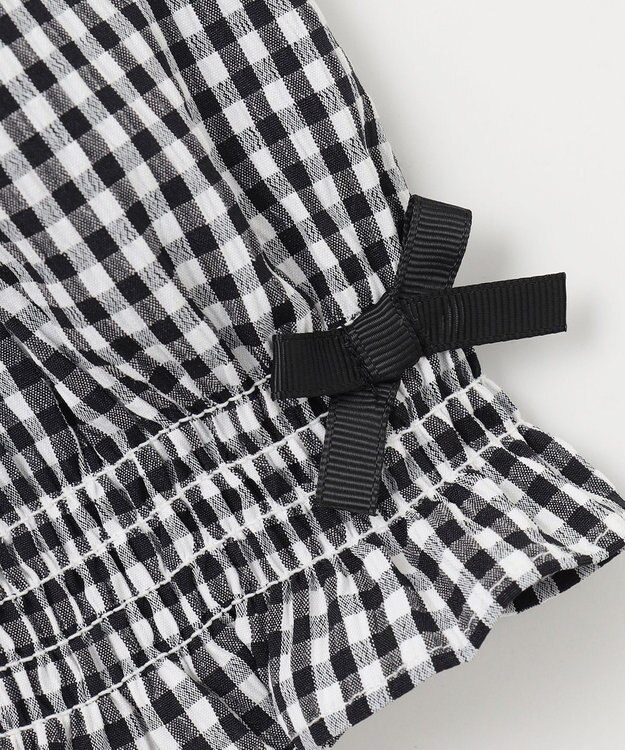 ANY KIDS 袖ギンガム 七分袖 Tシャツ ブラック×ブラックギンガム