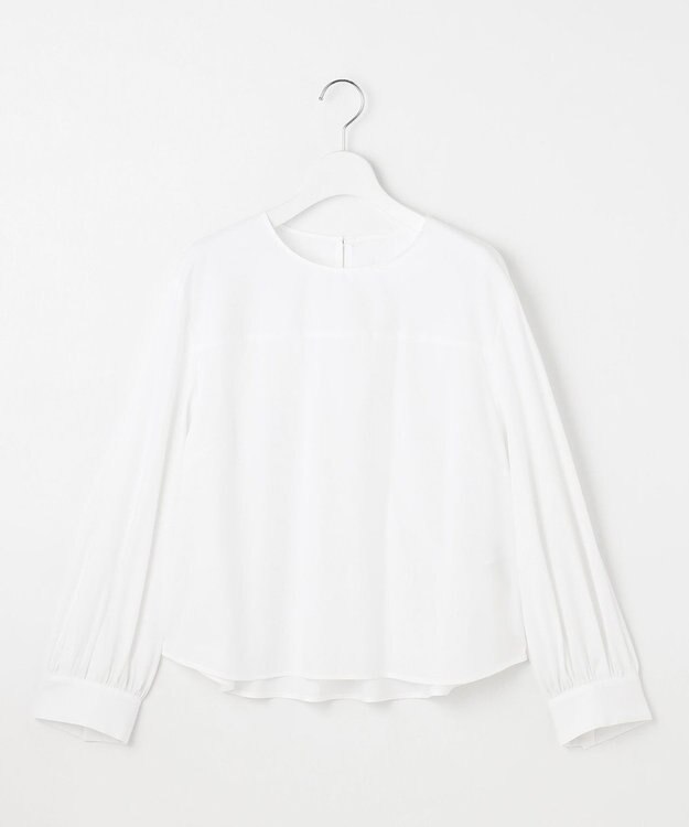 自由区 【洗える】SOMELOSクロップド丈 ブラウス ホワイト