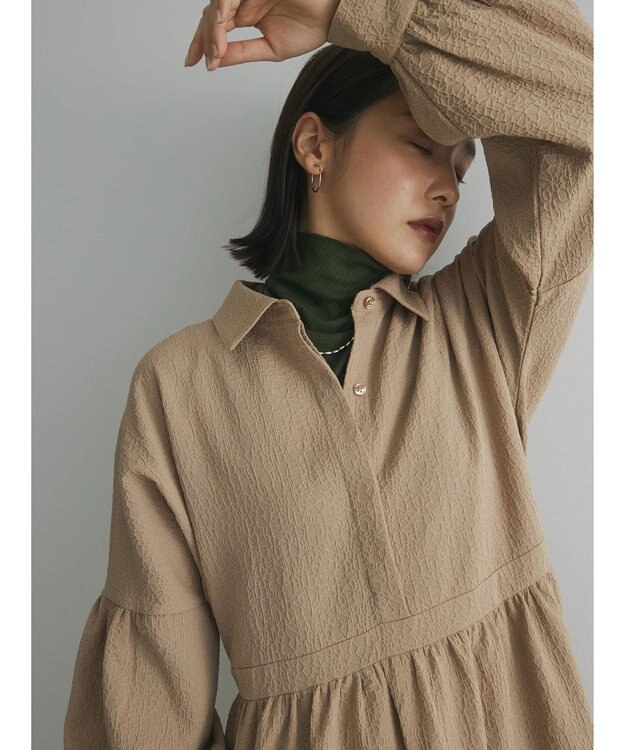 Green Parks armonia. ジャガードシャツワンピース Beige