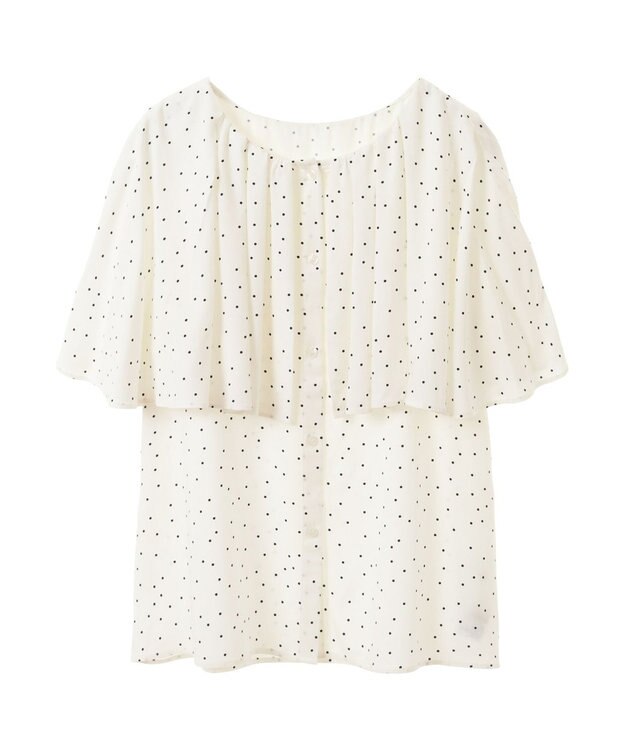 earth music&ecology ケープカラーブラウス Dot