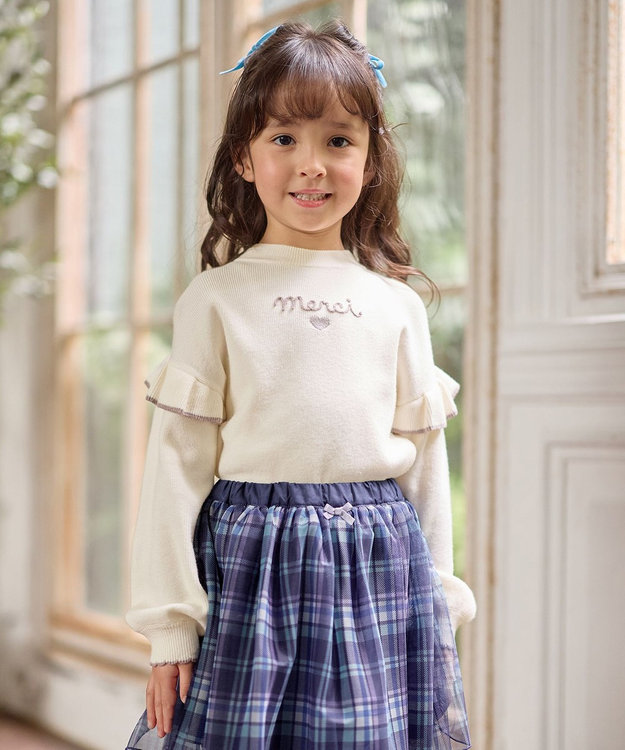 ANY KIDS 肩フリル しあわせタッチニット エクリュ