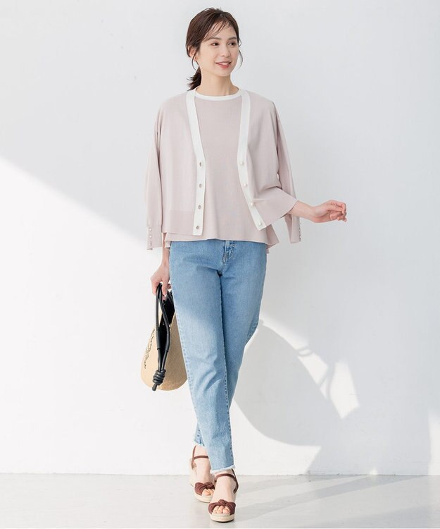 組曲 S 【アンサンブル対応可】CHAIニット バイカラーカーディガン ローズ系