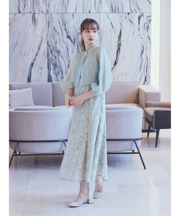 earth music&ecology ＳＥＴ２点　シアーブラウス＋レースキャミワンピース Mint