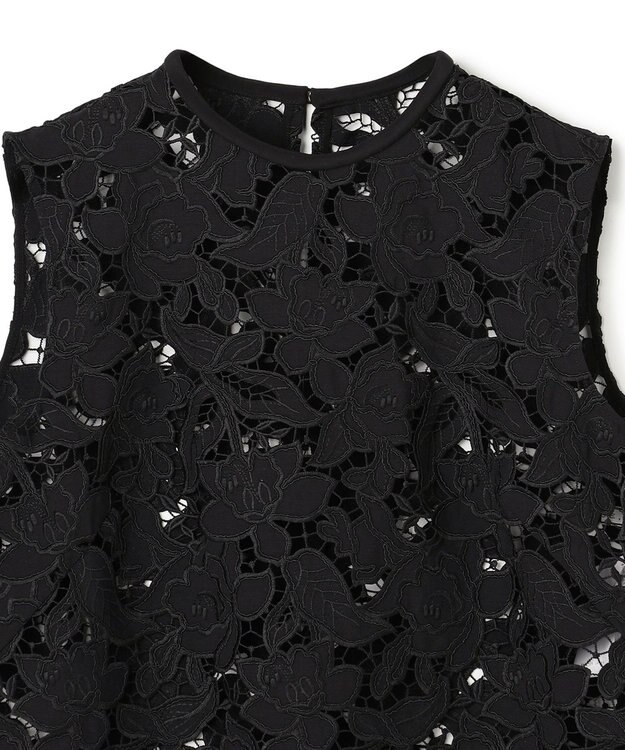 BEIGE， CITRINE / エンブロイダリーレースノースリーブブラウス Black