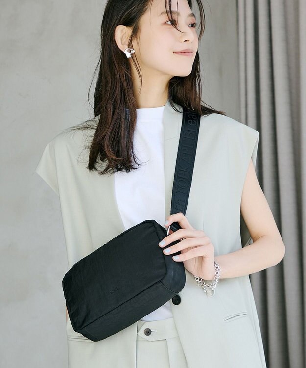 TOPKAPI 【Breath TOPKAPI】Freely フリーリー ナイロン ロゴテープ  スクエア ショルダーバッグ ブラック