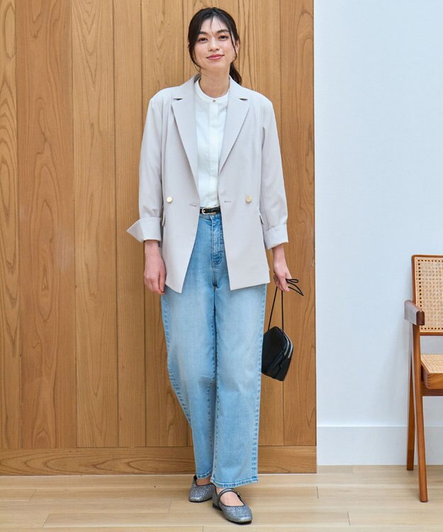 ANY L 【セットアップ着用可】イージーケアライトストレッチダブルジャケット ライトグレー