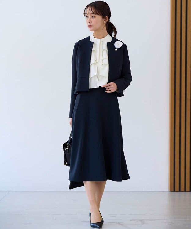 組曲 【KUMIKYOKU NAVY】コンフォータブルドレープ フレアスカート ネイビー系
