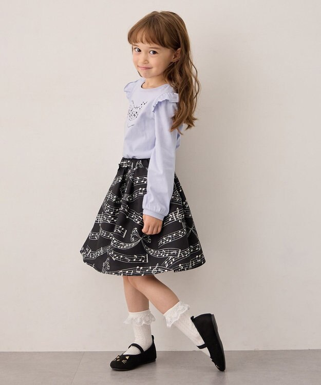 ANY KIDS メロディスカート ブラック×音符