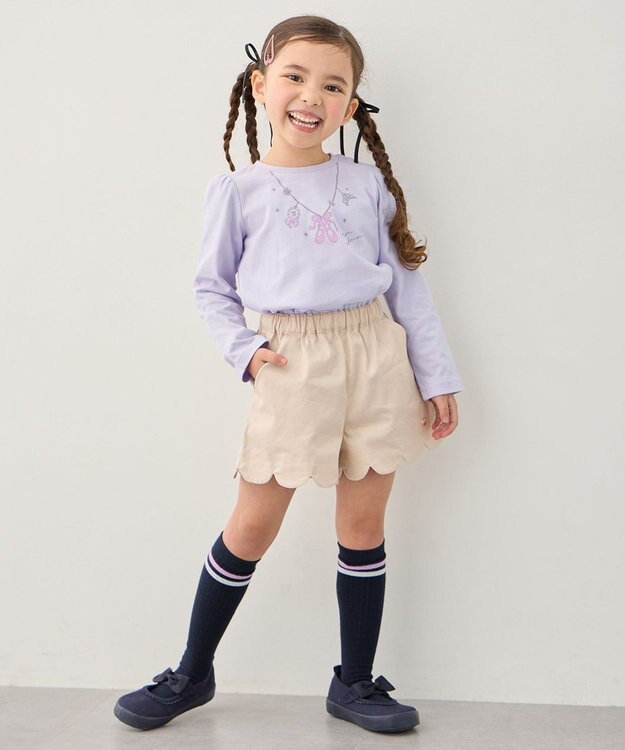 ANY KIDS 【洗濯機可能】スカラップショートパンツ ライトベージュ