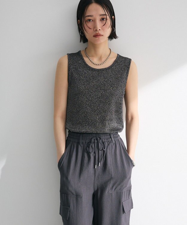 Green Parks ・Ｐｅｔｉｔ　Ｆｌｅｕｒ　ラメリブタンクトップ Black