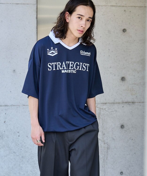 WEGO 【ユニセックス着用ITEM/MLサイズ展開】ドロストゲームシャツプルオーバー ネイビー