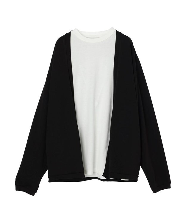 CRAFT STANDARD BOUTIQUE 梨地カットカーディガン＋ＬＳ　ＴＥＥーＳＥＴ Black