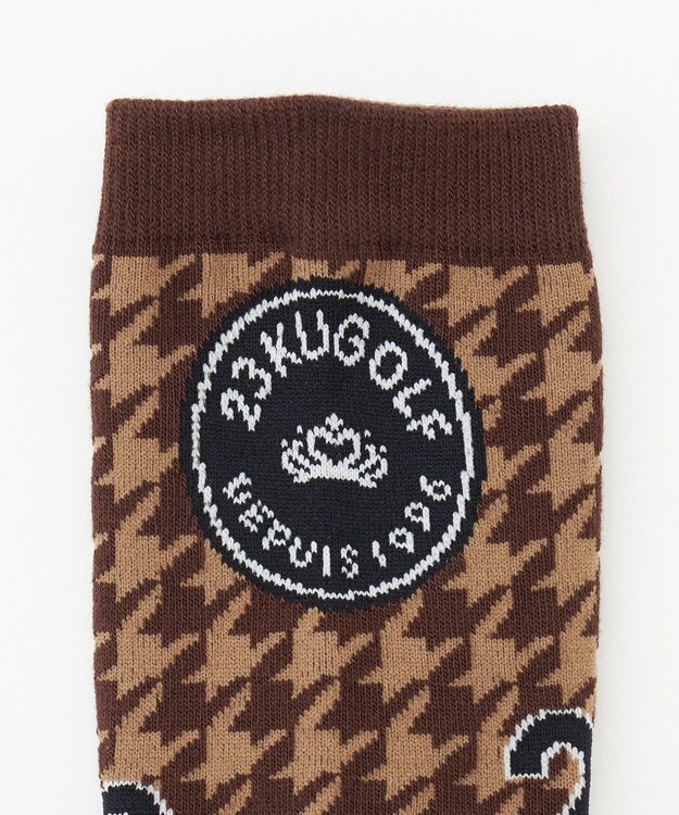 23区GOLF 【WOMEN】チェック柄 レギュラーソックス ダークブラウン系3