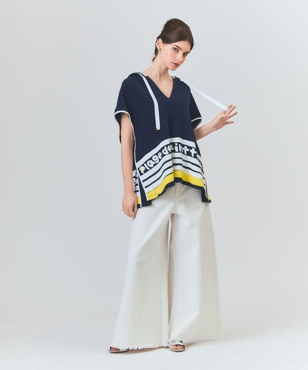 GRACE CONTINENTAL パイルポンチョフーディ ネイビー